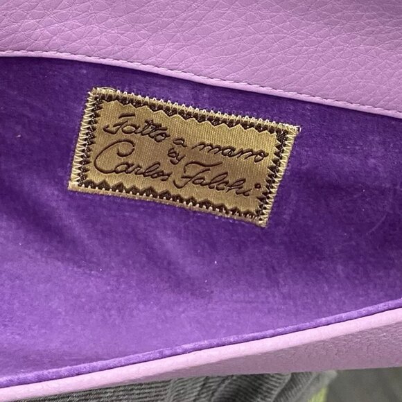 FATTO A MANO BY CARLOS FALCHI Python Leather Purple Crossbody Clutch Bag - Picture 10 of 11
